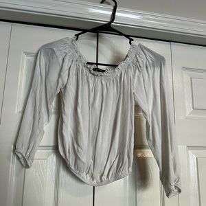 Brandy Melville White Long Sleeve Off The Shoulder Top